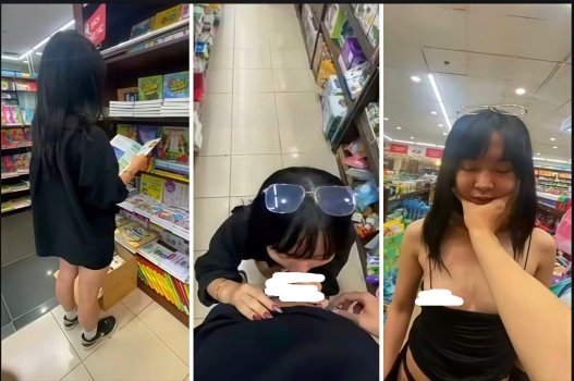 Cô gái trẻ gây chú ý trong nhà sách