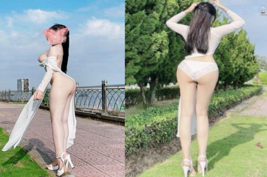 Sex Việt em áo dài khoe bím ven sông cực đã